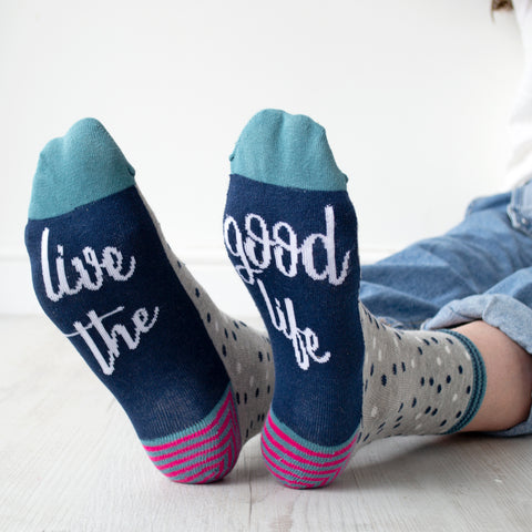 Live the Good Life Women's Slogan Socks