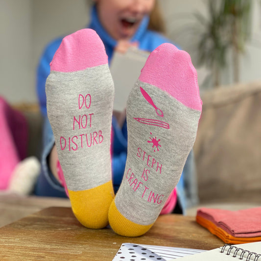 Do Not Disturb Crocheting Personalised Socks – Solesmith