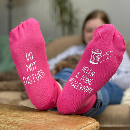 Do Not Disturb Crocheting Personalised Socks – Solesmith