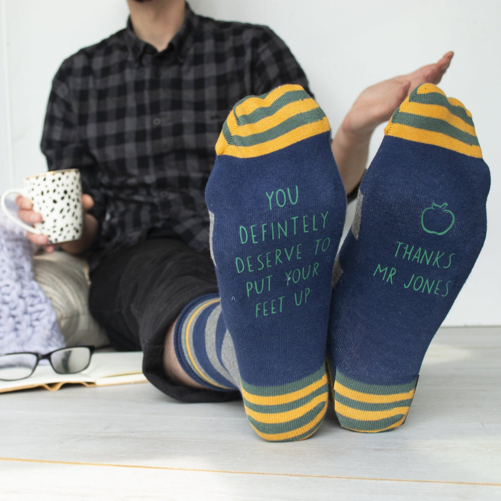 Put Your Feet Up Personalised Patterned Teacher Socks | Solesmith
