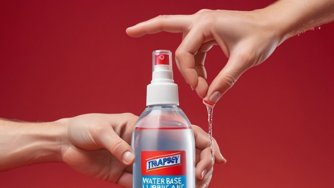 Water Based Lube, Trasparent Bottle, Slippery Hands, Red Background