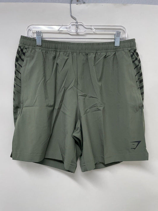 Gymshark Mens S Sport Stripe 7 Shorts Bali Green Slim Fit