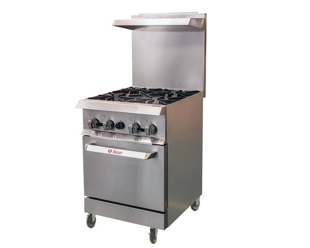 Ikon IR-4-24 24" 4 Burner Manual Thermostat Control Gas Range with Static Oven, 153,000 BTU