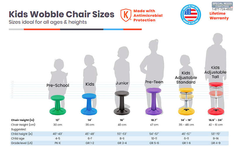 Wobble Chair sizes