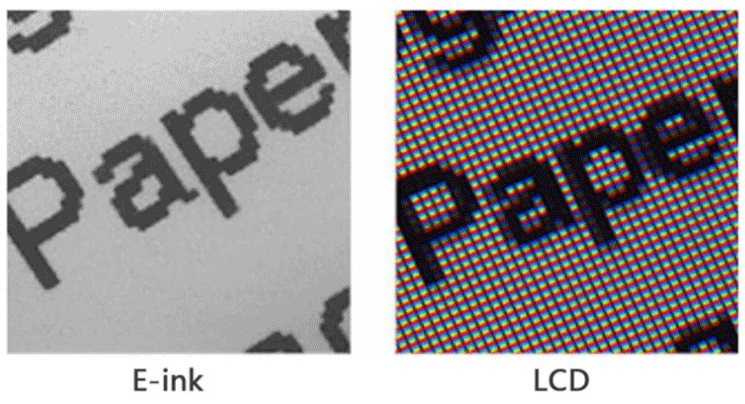 E-Ink comparison with LCD monitor