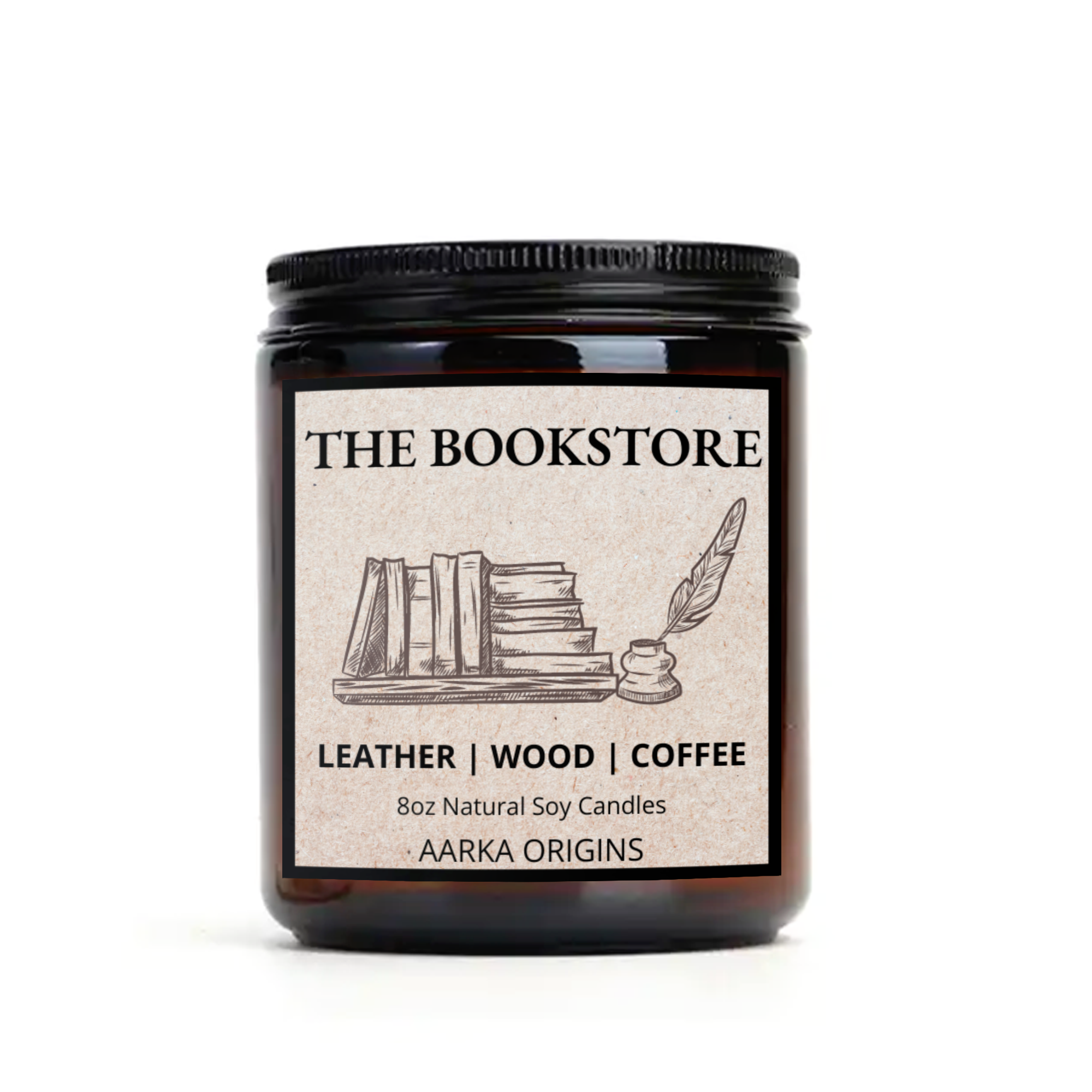 The Bookstore Scented Soy Candle – Wood + Leather + Coffee