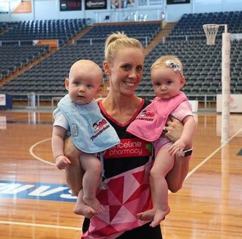 Renae Ingles with 8-month old twins