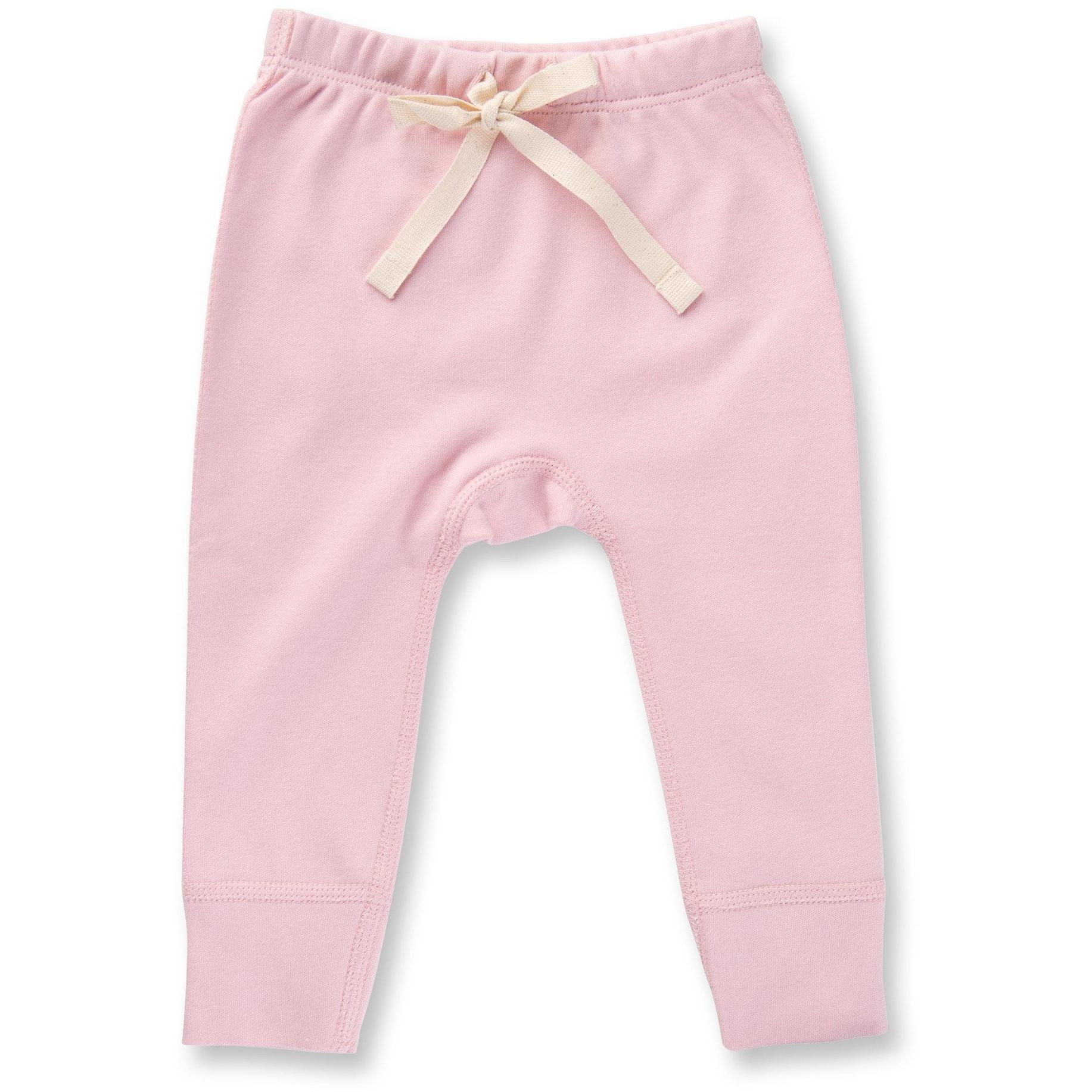 Baby Luno - Sapling Organic Baby Pants Dusty Pink Heart | baby luno
