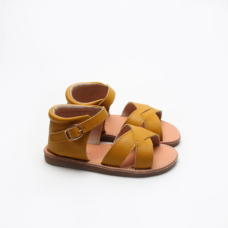 Remi criss cross sandals in cognac - ChubbyBubbyBear