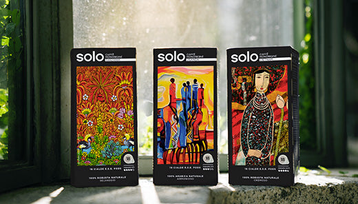 l'immagine mostra le 3 confezione di cialde SOLO Caffè monorigine