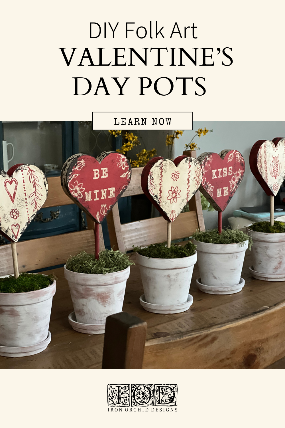 DIY Folk Art Valentine’s Day Pots Pin Cover