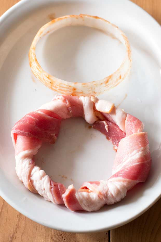 Bacon-Wrapped Onion Rings | Sauce + Style