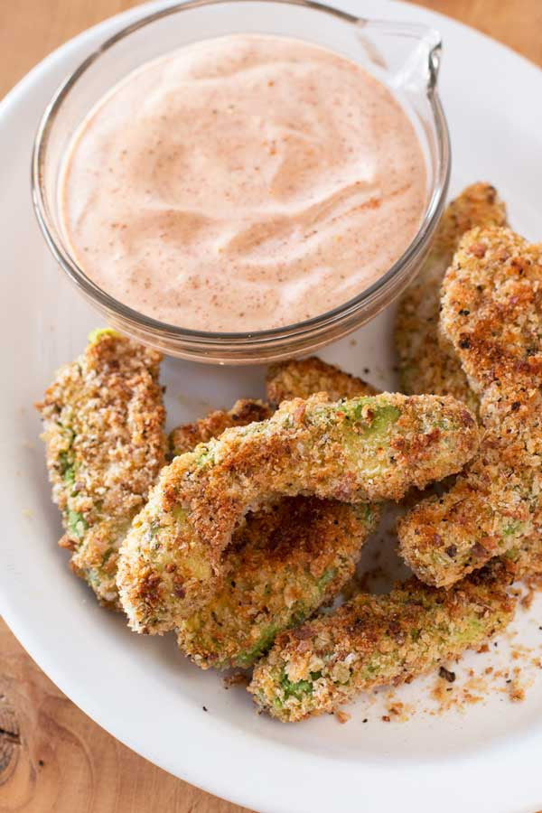 Green Fries (aka Crispy Baked Avocado Fries) | Sauce + Style