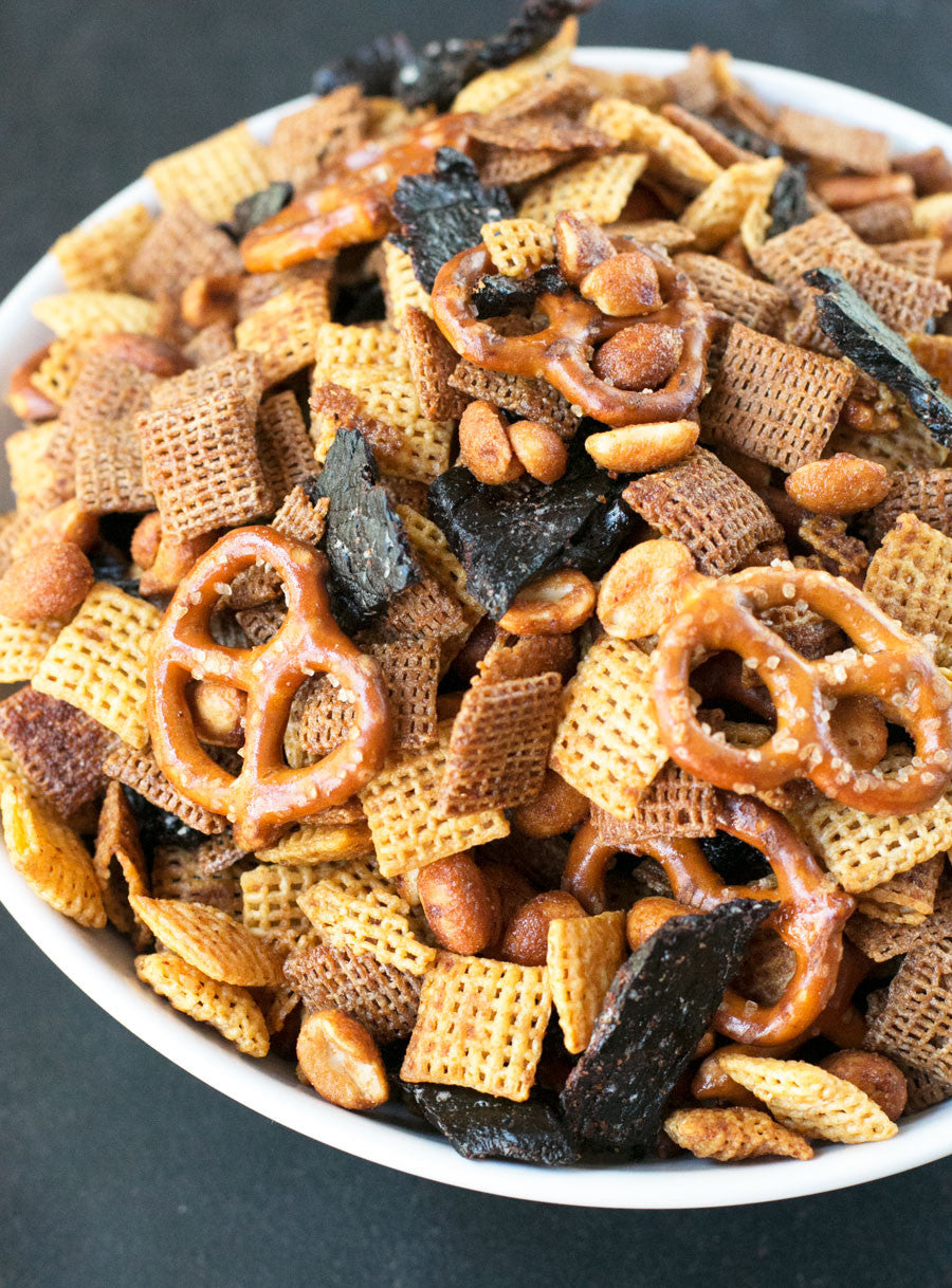 Quick & Easy Beef Jerky Chex Mix | Sauce + Style