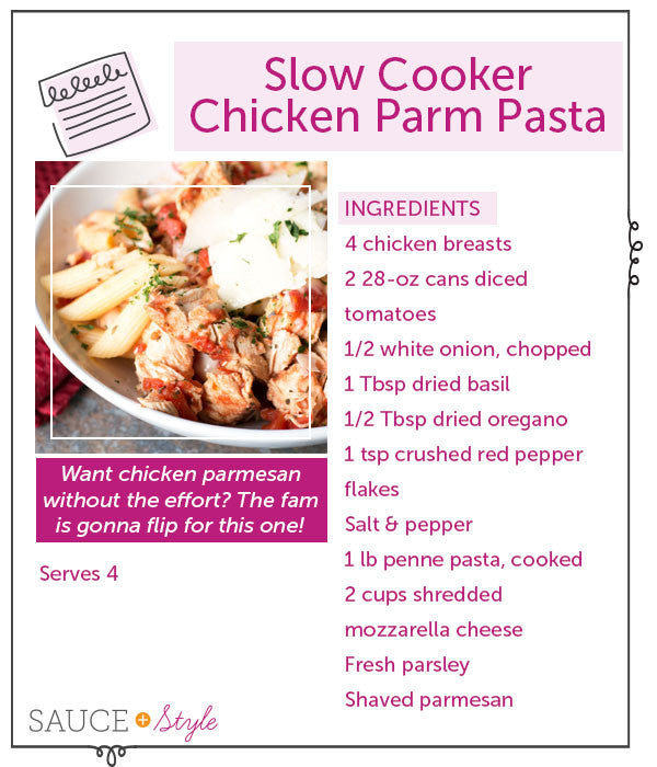 Slow Cooker Chicken Parmesan Pasta | Sauce + Style