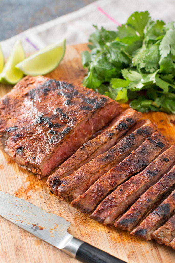 Grilled Chili Rubbed Flank Steak | Sauce + Style