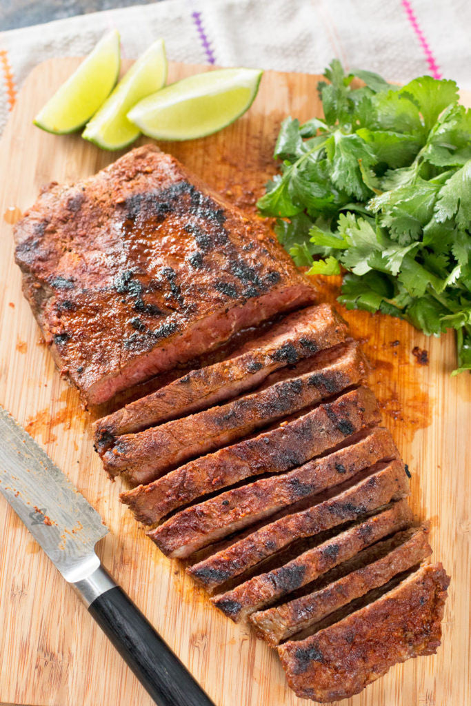 Grilled Chili Rubbed Flank Steak | Sauce + Style