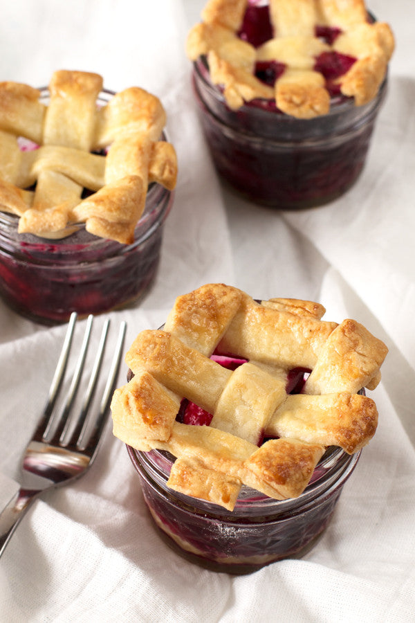 Lattice Topped Mixed Berry Mason Jar Pies