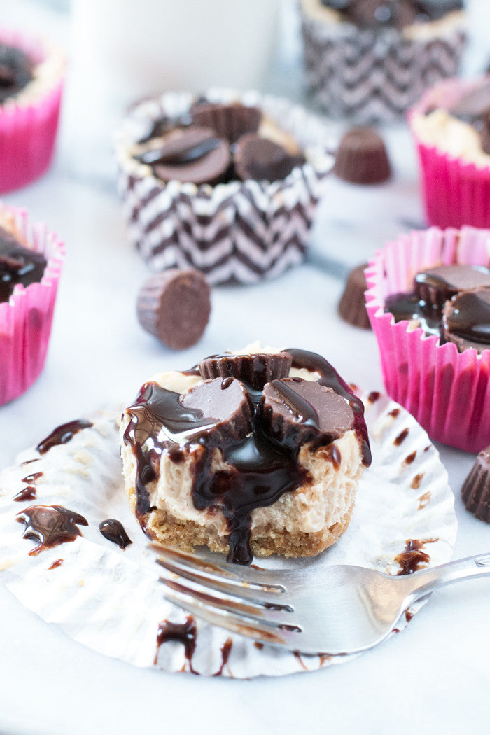 No Bake Mini Peanut Butter Cheesecakes | Sauce + Style