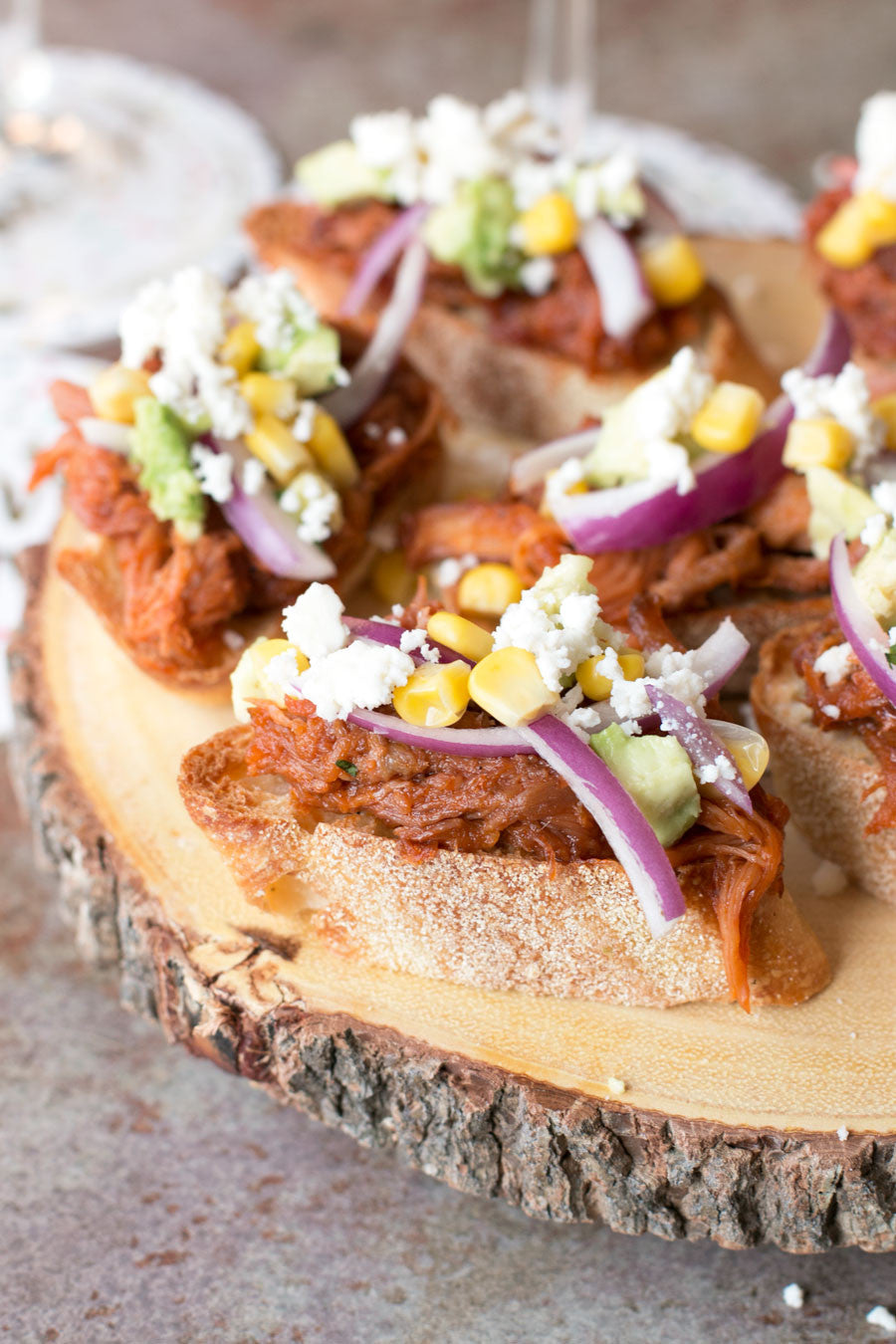 Southwestern Pulled Pork Crostini | Sauce + Style