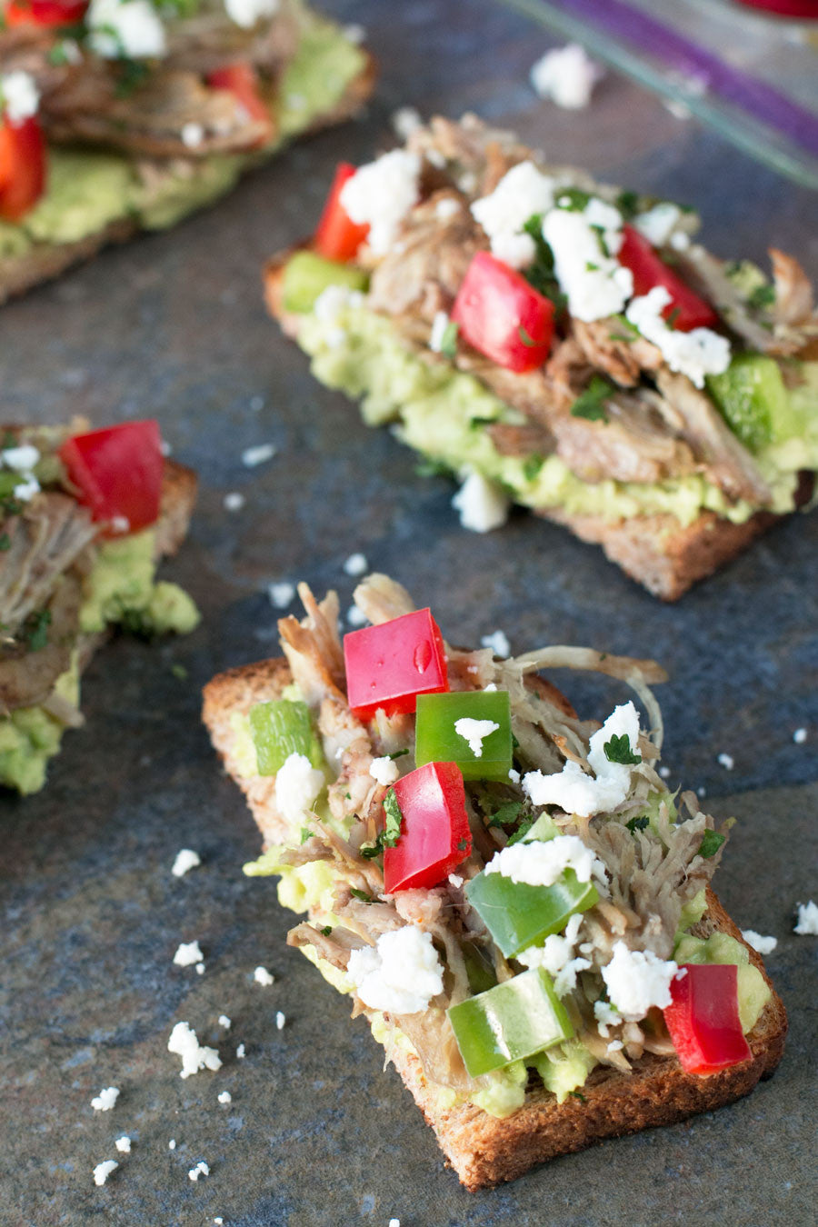 Pulled Pork Veggie Avocado Toasts | Sauce + Style Blog (pigofthhemonth.com)