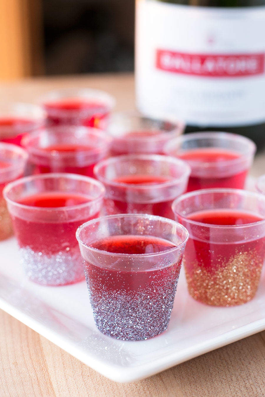 Raspberry Champagne Glitter Jell-O Shots | Sauce + Style Blog (pigofthemonth.com)