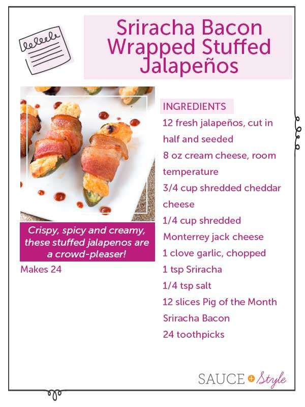 Sriracha Bacon Wrapped Stuffed Jalapeños | Sauce + Style