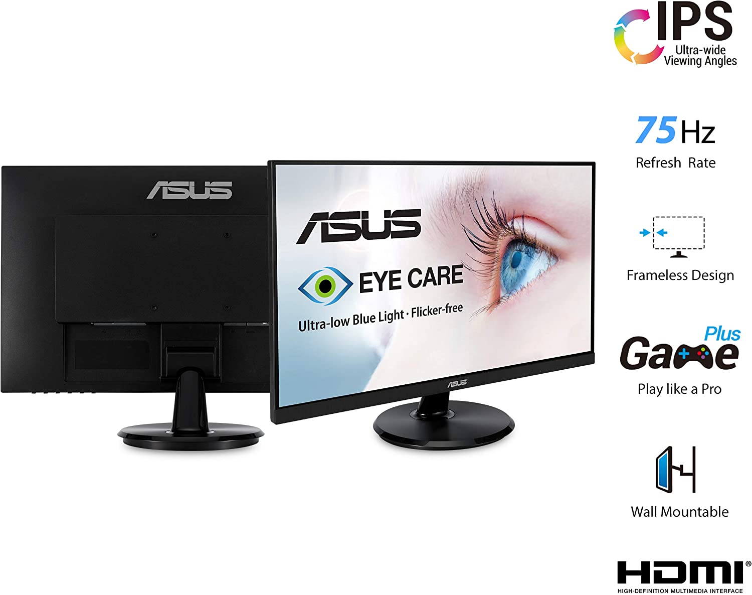 ASUS 23.8” 1080P Monitor (VA247HE) - Full HD, 75Hz, Adaptive-Sync