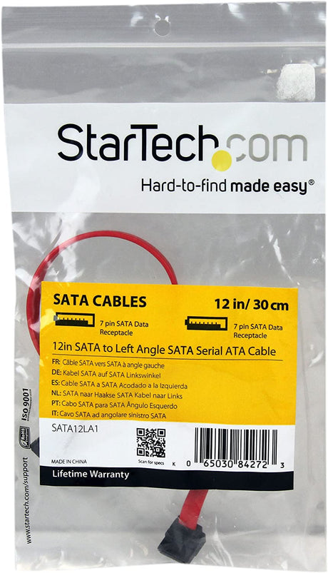 StarTech.com 6in SATA to Right Angle SATA Serial ATA Cable - 6in SATA Cable  - left angle SATA Cable - angled SATA Cable, Red (SATA6RA1)