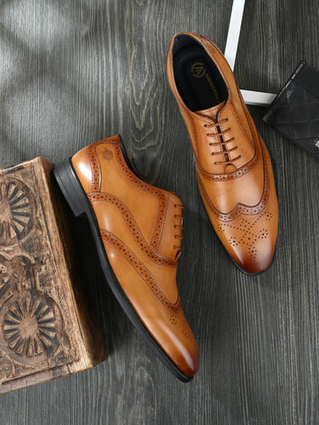 ALBERTO TORRESI TAN FORMAL BROGUE SHOES