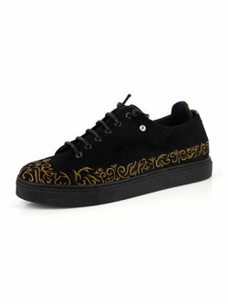 black golden shoes