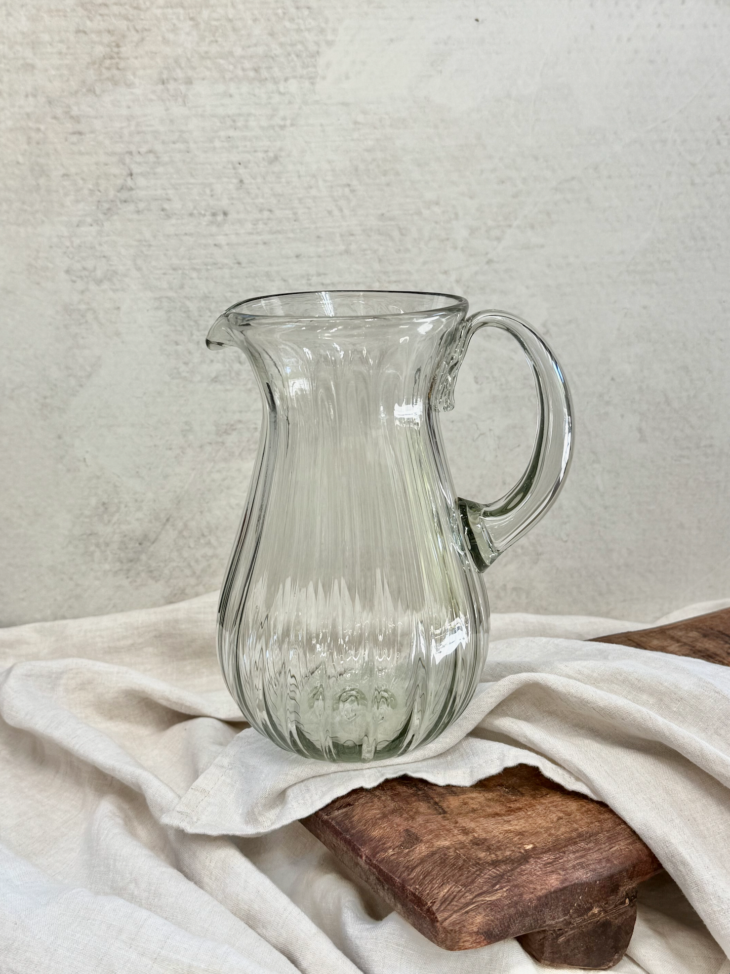 Handblown Fluted Pitcher