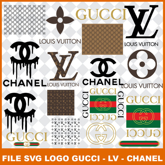 Gucci Logo Bundle Svg, Disney Bundle Logo, Chanel Logo Svg