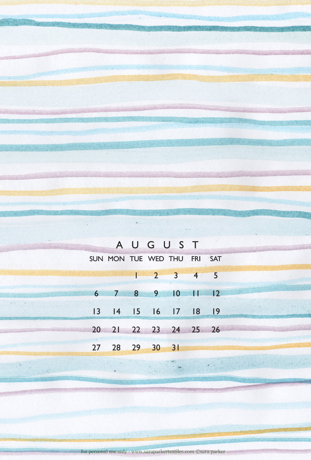 August 2017 desktop calendar