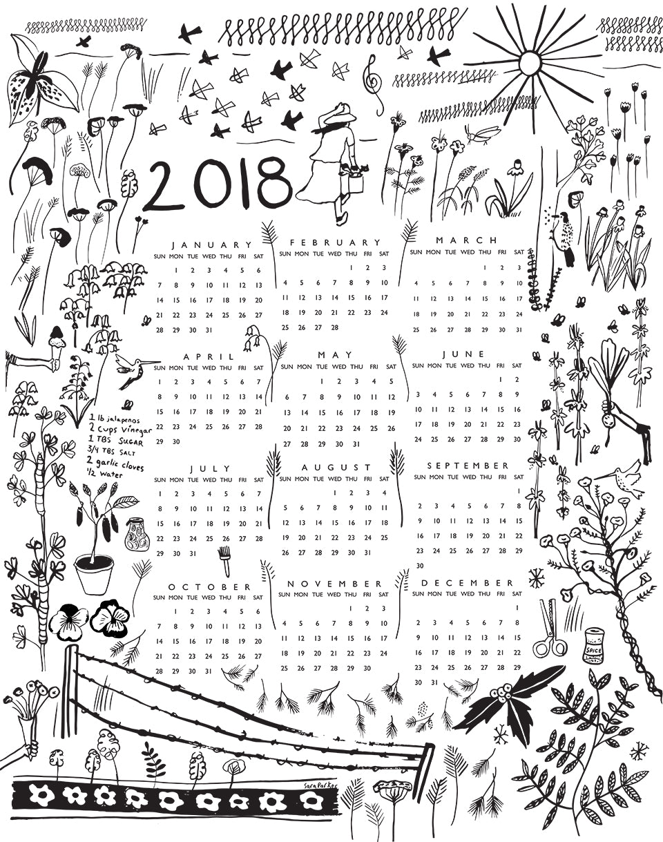 2018 tea towel calendar by sara parker