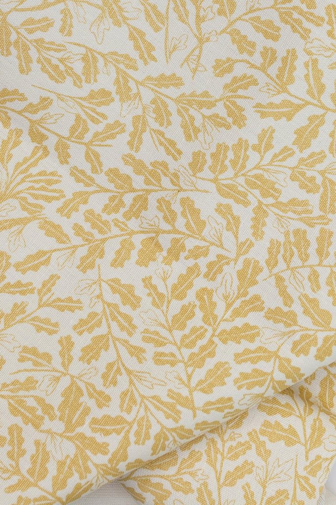 Screen printed fabric with little oak leaves