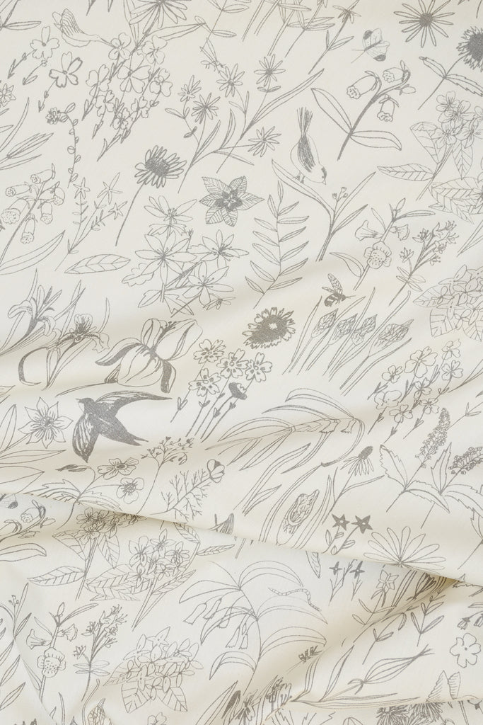 Screen Printed fabric with wildflowers