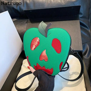 Poisoned Apple Crossbody Bag - Funny Novelty Shoulder Handbag in PU Leather - Goth Unicorn 