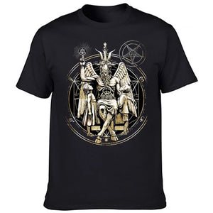 Baphomet T-Shirt Unisex Summer Cotton Men Cool Breathable Graphic Tee Tops Vintage Casual Streetwear - Goth Unicorn 