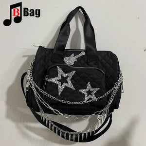 Goth Punk Women's Fashion Handbag - Casual Crossbody Diamond Shoulder Bag, Oxford Cloth Waterproof All-Match Messenger - Goth Unicorn  - Goth Handbag