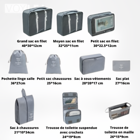 organisateur rangement valise 10 pièces suitcase dimensions travelset voylej