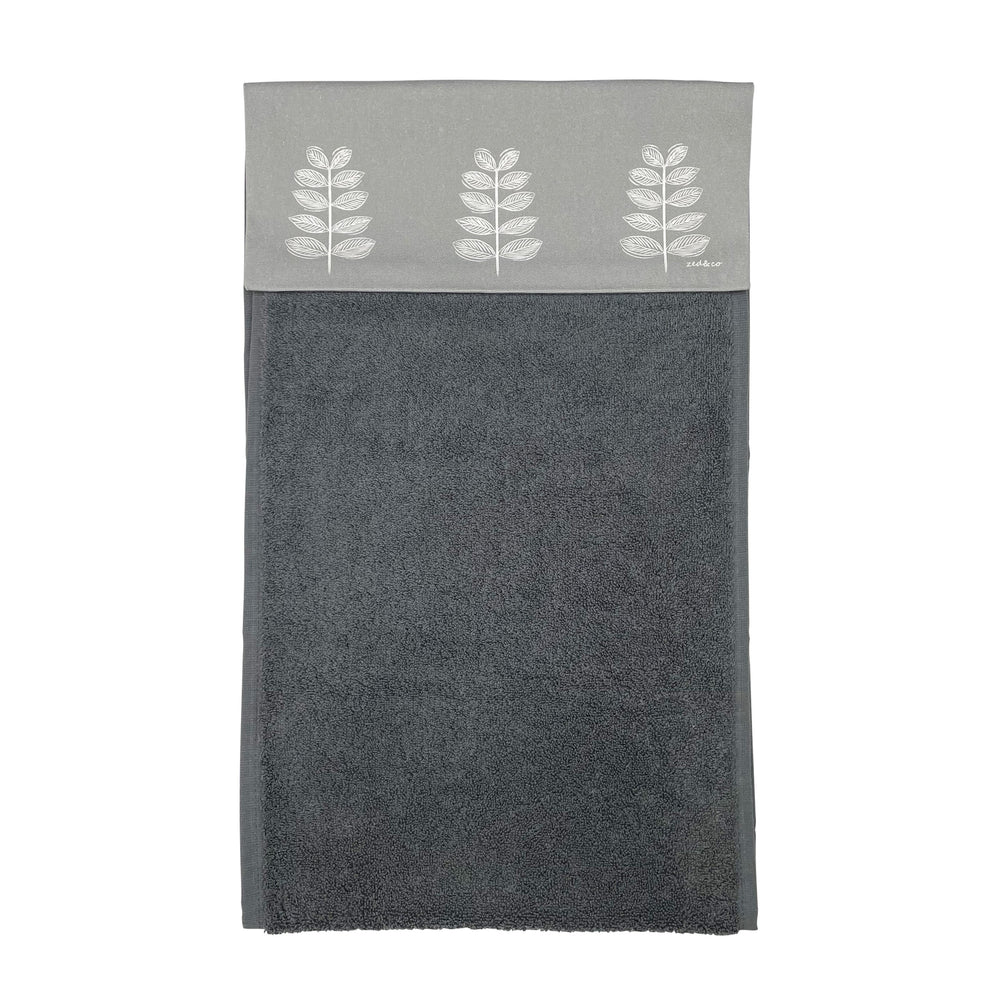 Leaf Stem Roller Hand Towel In Grey - 700gsm
