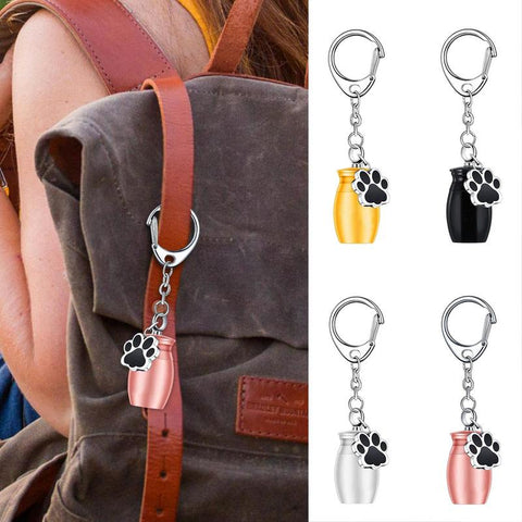 Bijoux funéraire Porte-clé mini urne Patte animaux