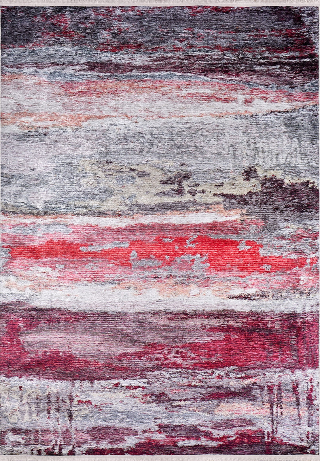 Novokuznetsk Anthracite Modern Digital Print Area Rug