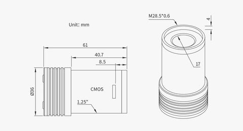 ZWO ASI120mini Mechanical Drawing