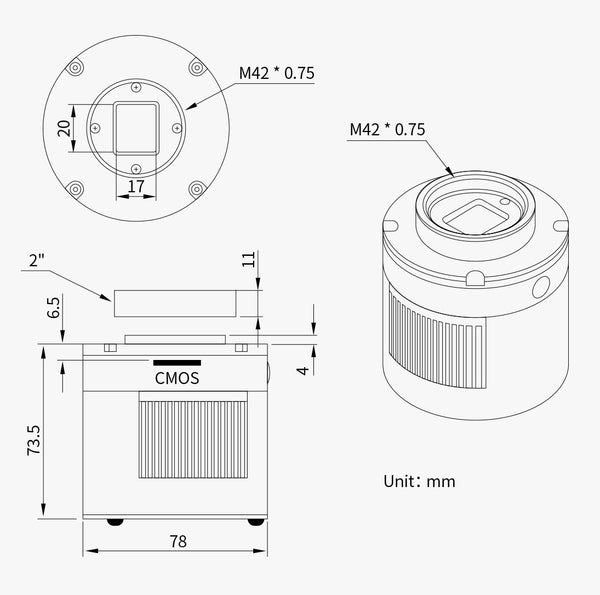 ZWO ASI533MM-P Mechanical Design