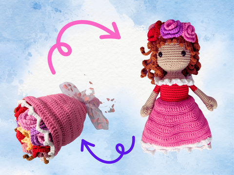 Reversible Doll into bouquet of flowers Crochet Pattern – Monacrochet