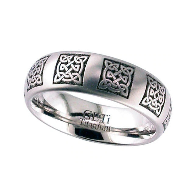 Celtic Knot Titanium Ring - 2204-CD10 - Ogham Jewellery