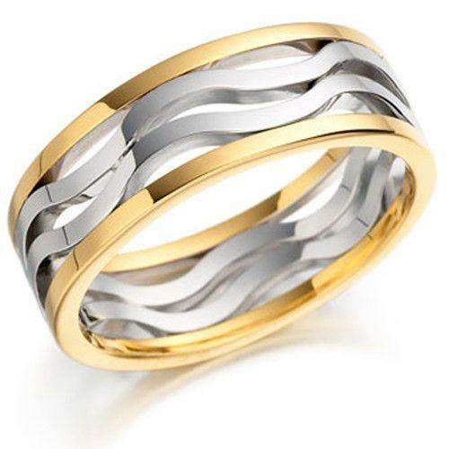 Mens White \u0026 Yellow Gold Wedding Ring 