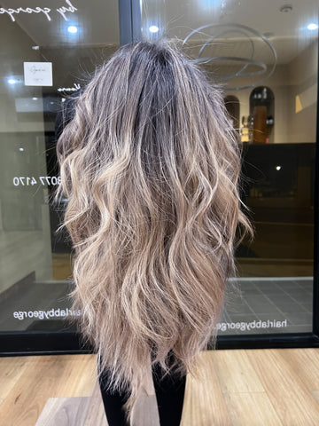 Client with sun kissed blonde balayage